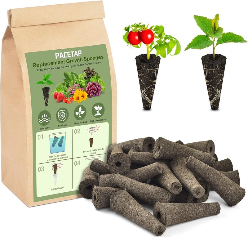 PACETAP 30 Pack Grow Sponges Compatible with AeroGarden, Replacement Refill Grow Sponge for Hydroponic Indoor Garden System - Image 1